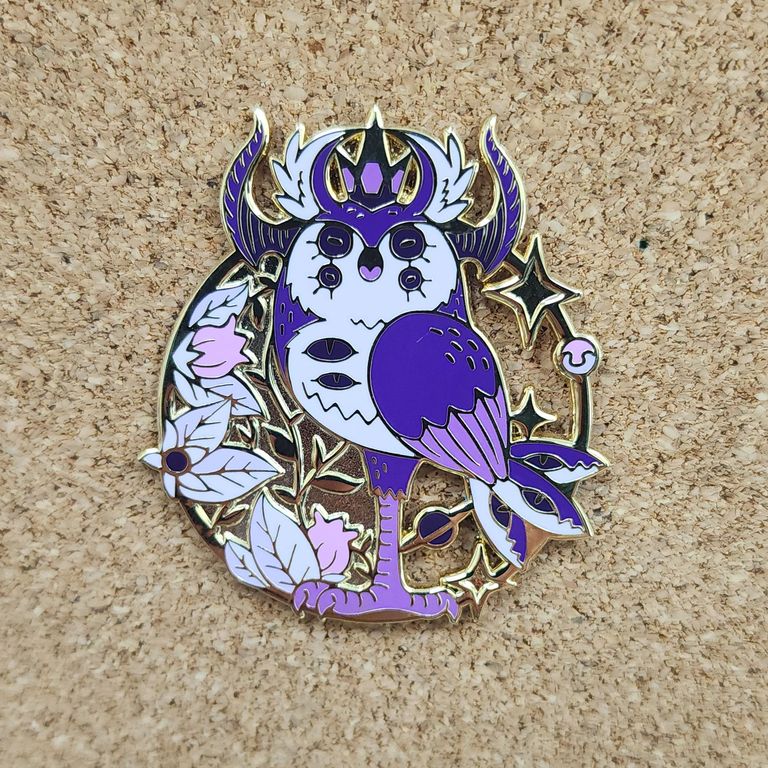 Violet Stolas enamel pin